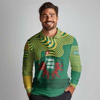Togo Long Sleeve Polo Shirt with Red Twin Lions and Travail Liberté Patrie Slogan