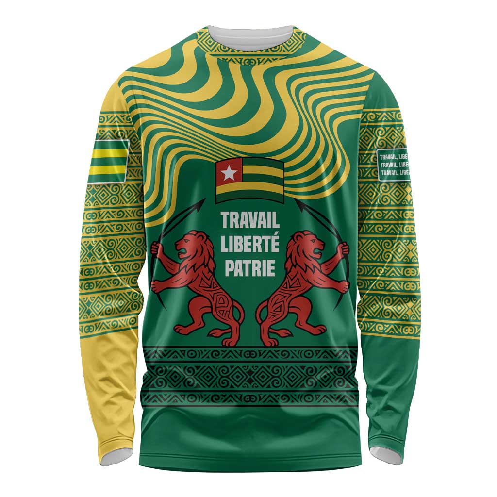 Togo Long Sleeve Shirt with Red Twin Lions and Travail Liberté Patrie Slogan