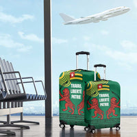 Togo Luggage Cover with Red Twin Lions and Travail Liberté Patrie Slogan