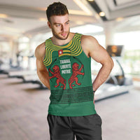Togo Men Tank Top with Red Twin Lions and Travail Liberté Patrie Slogan