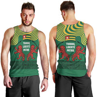 Togo Men Tank Top with Red Twin Lions and Travail Liberté Patrie Slogan
