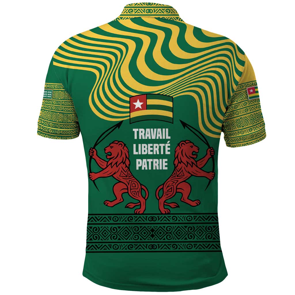 Togo Polo Shirt with Red Twin Lions and Travail Liberté Patrie Slogan