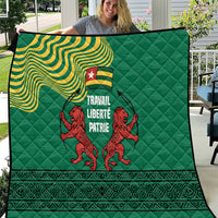 Togo Quilt with Red Twin Lions and Travail Liberté Patrie Slogan