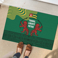 Togo Rubber Doormat with Red Twin Lions and Travail Liberté Patrie Slogan