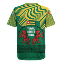 Togo Rugby Jersey with Red Twin Lions and Travail Liberté Patrie Slogan