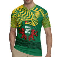 Togo Rugby Jersey with Red Twin Lions and Travail Liberté Patrie Slogan