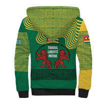 Togo Sherpa Hoodie with Red Twin Lions and Travail Liberté Patrie Slogan