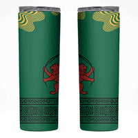 Togo Skinny Tumbler with Red Twin Lions and Travail Liberté Patrie Slogan