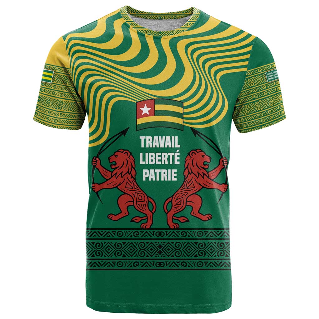Togo T Shirt with Red Twin Lions and Travail Liberté Patrie Slogan