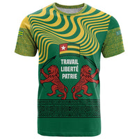 Togo T Shirt with Red Twin Lions and Travail Liberté Patrie Slogan