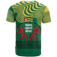 Togo T Shirt with Red Twin Lions and Travail Liberté Patrie Slogan