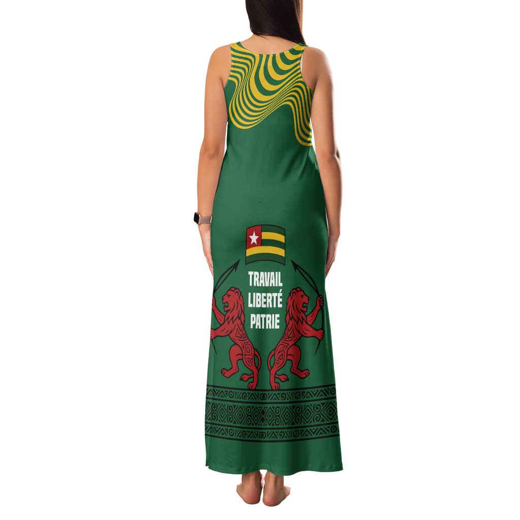 Togo Tank Maxi Dress with Red Twin Lions and Travail Liberté Patrie Slogan