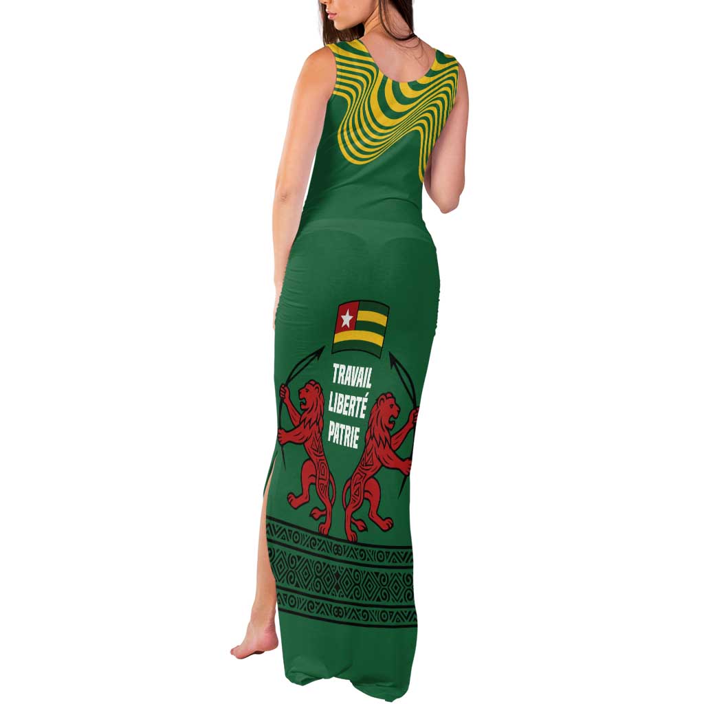 Togo Tank Maxi Dress with Red Twin Lions and Travail Liberté Patrie Slogan