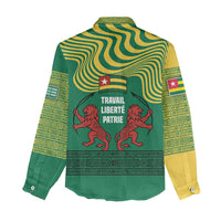 Togo Women Casual Shirt with Red Twin Lions and Travail Liberté Patrie Slogan