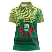 Togo Women Polo Shirt with Red Twin Lions and Travail Liberté Patrie Slogan