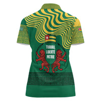 Togo Women Polo Shirt with Red Twin Lions and Travail Liberté Patrie Slogan