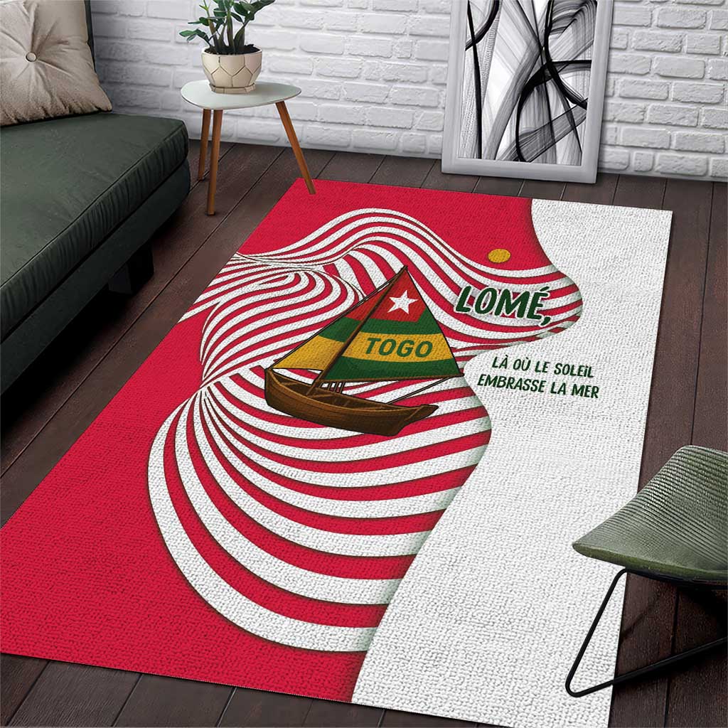 Lome Togo Area Rug with Sailboat and Sunset – Where the Sun Kisses the Sea