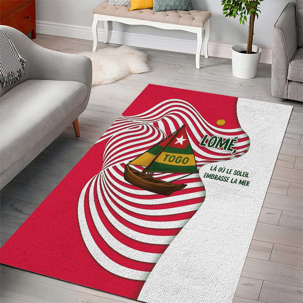 Lome Togo Area Rug with Sailboat and Sunset – Where the Sun Kisses the Sea