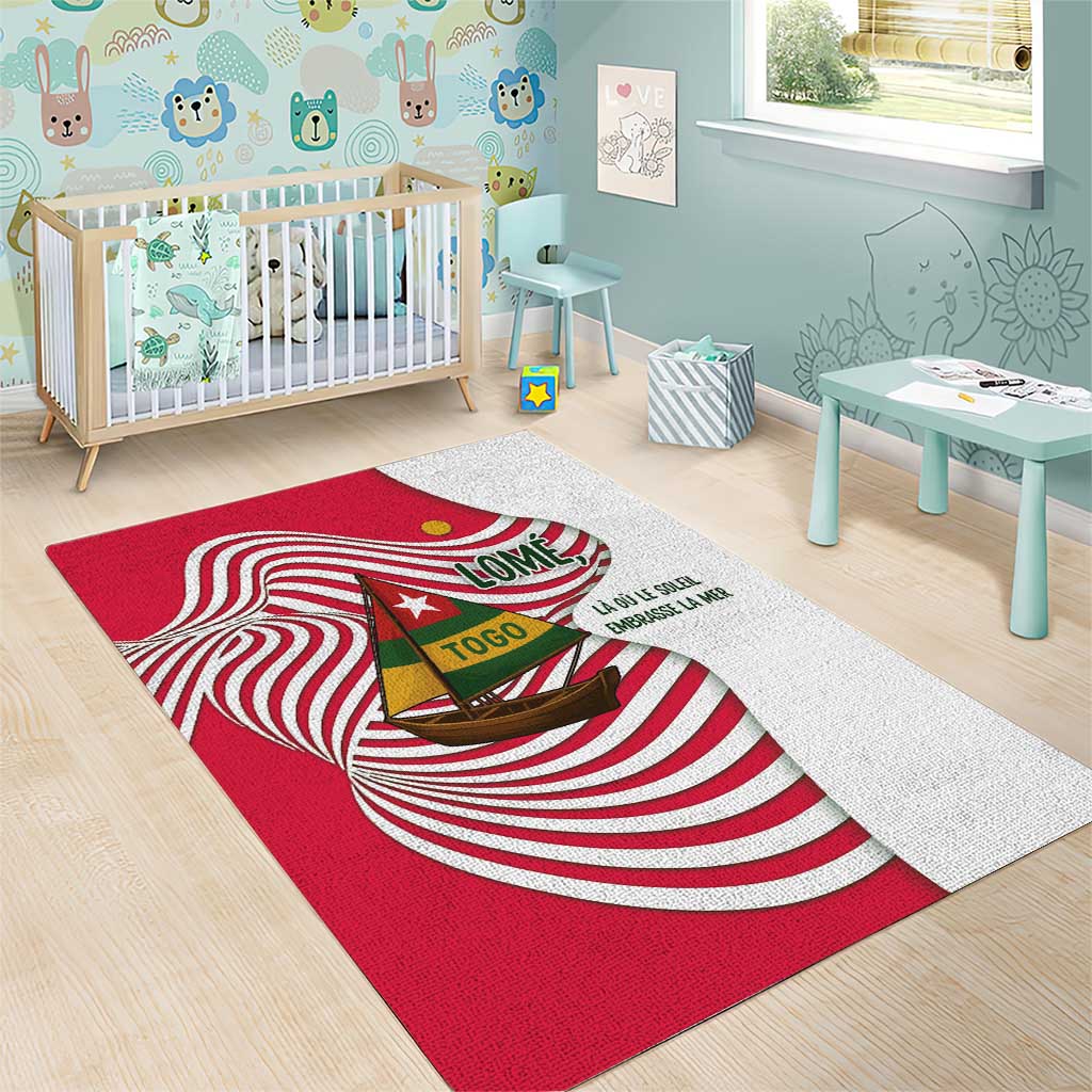 Lome Togo Area Rug with Sailboat and Sunset – Where the Sun Kisses the Sea