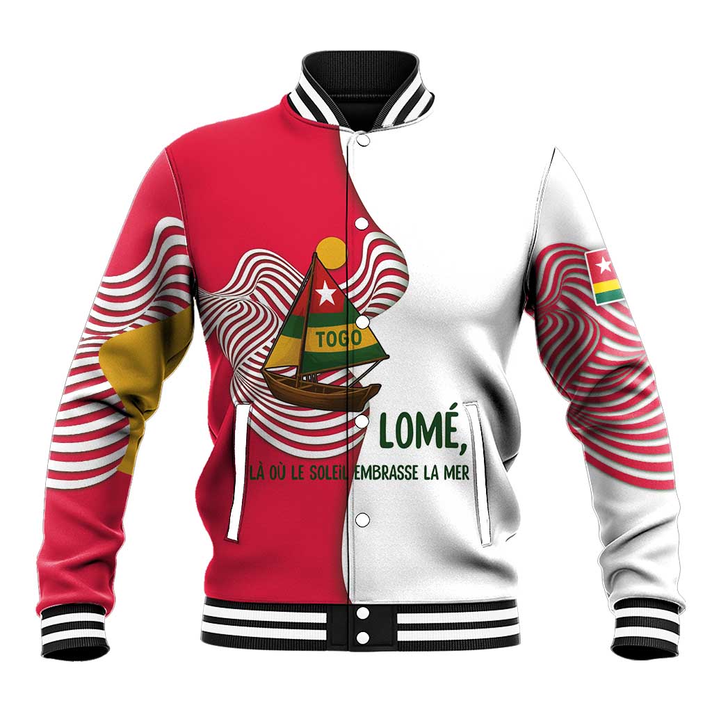 Lome Togo Baseball Jacket with Sailboat and Sunset – Where the Sun Kisses the Sea