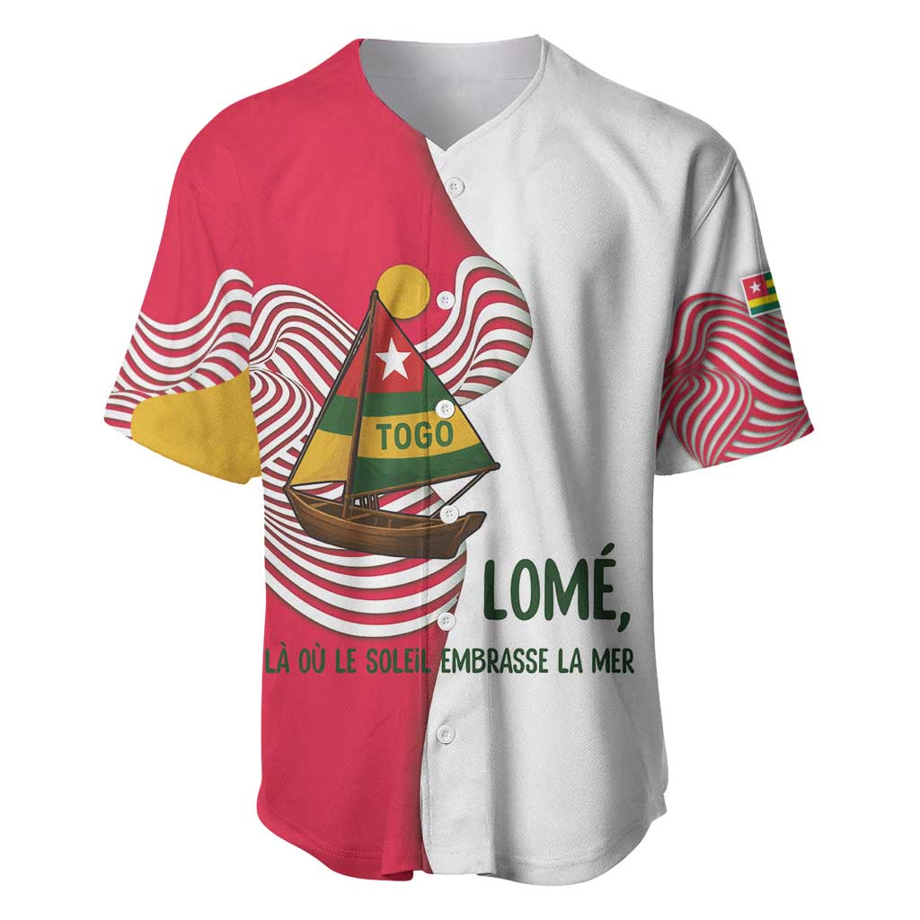 Lome Togo Baseball Jersey with Sailboat and Sunset – Where the Sun Kisses the Sea