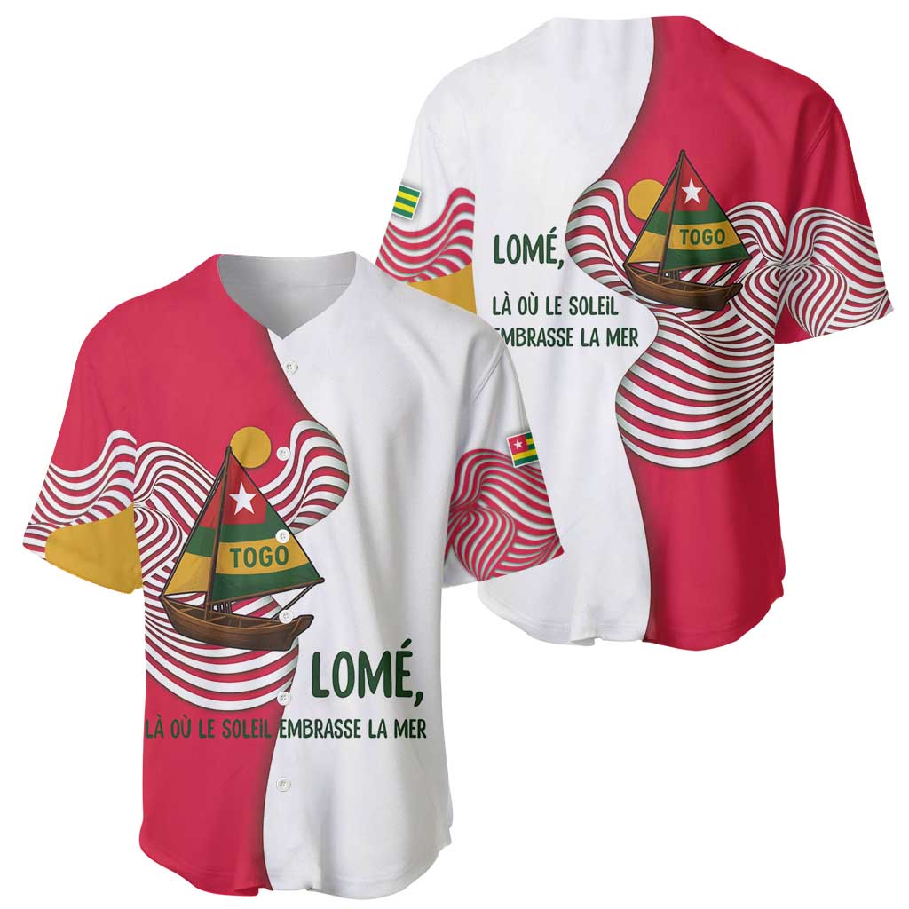 Lome Togo Baseball Jersey with Sailboat and Sunset – Where the Sun Kisses the Sea