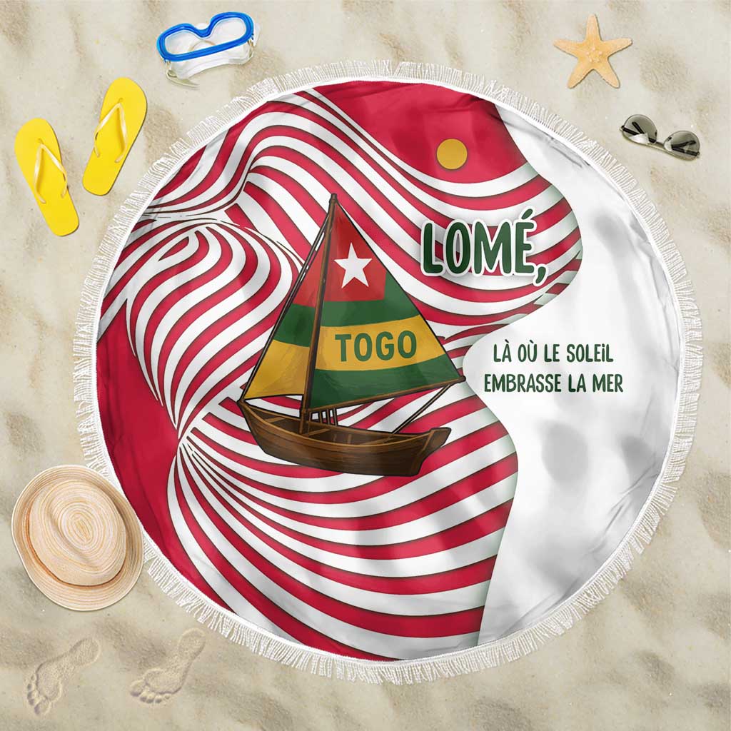 Lome Togo Beach Blanket with Sailboat and Sunset – Where the Sun Kisses the Sea