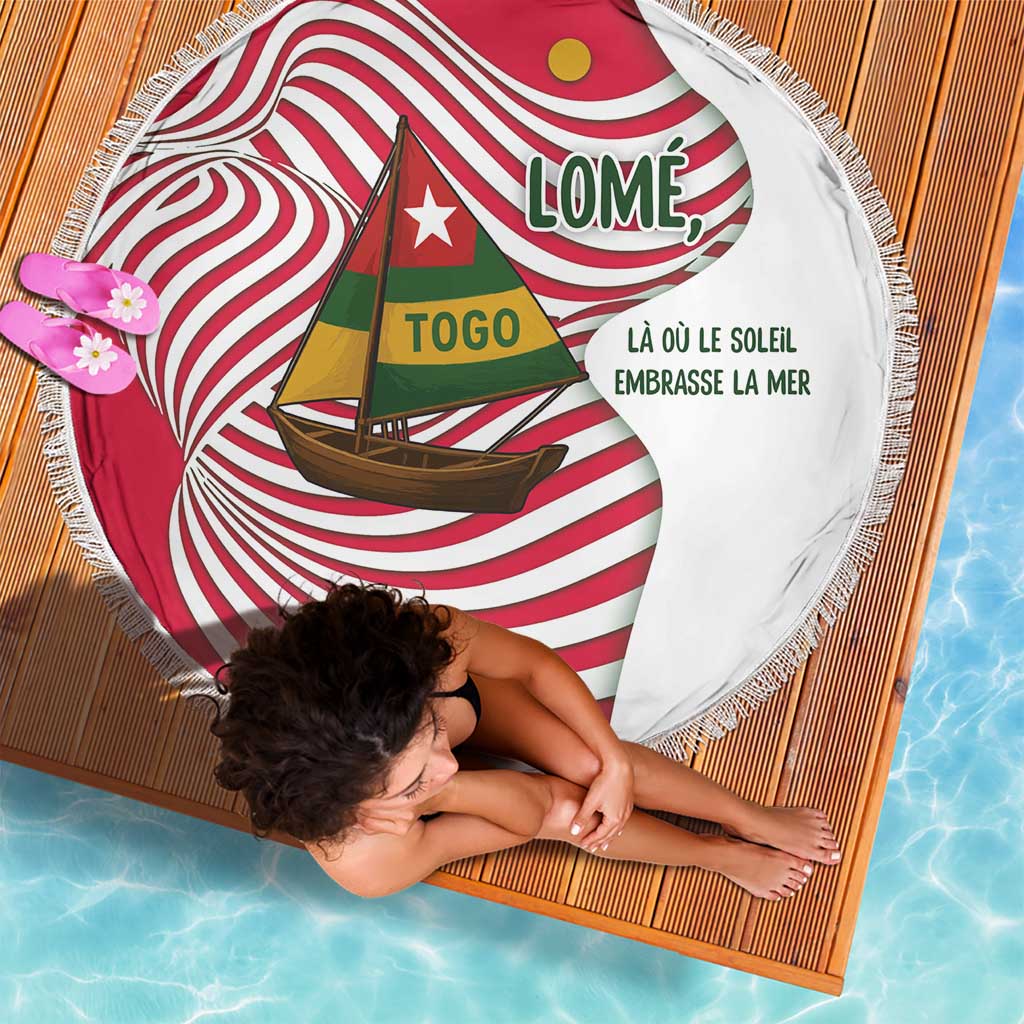 Lome Togo Beach Blanket with Sailboat and Sunset – Where the Sun Kisses the Sea