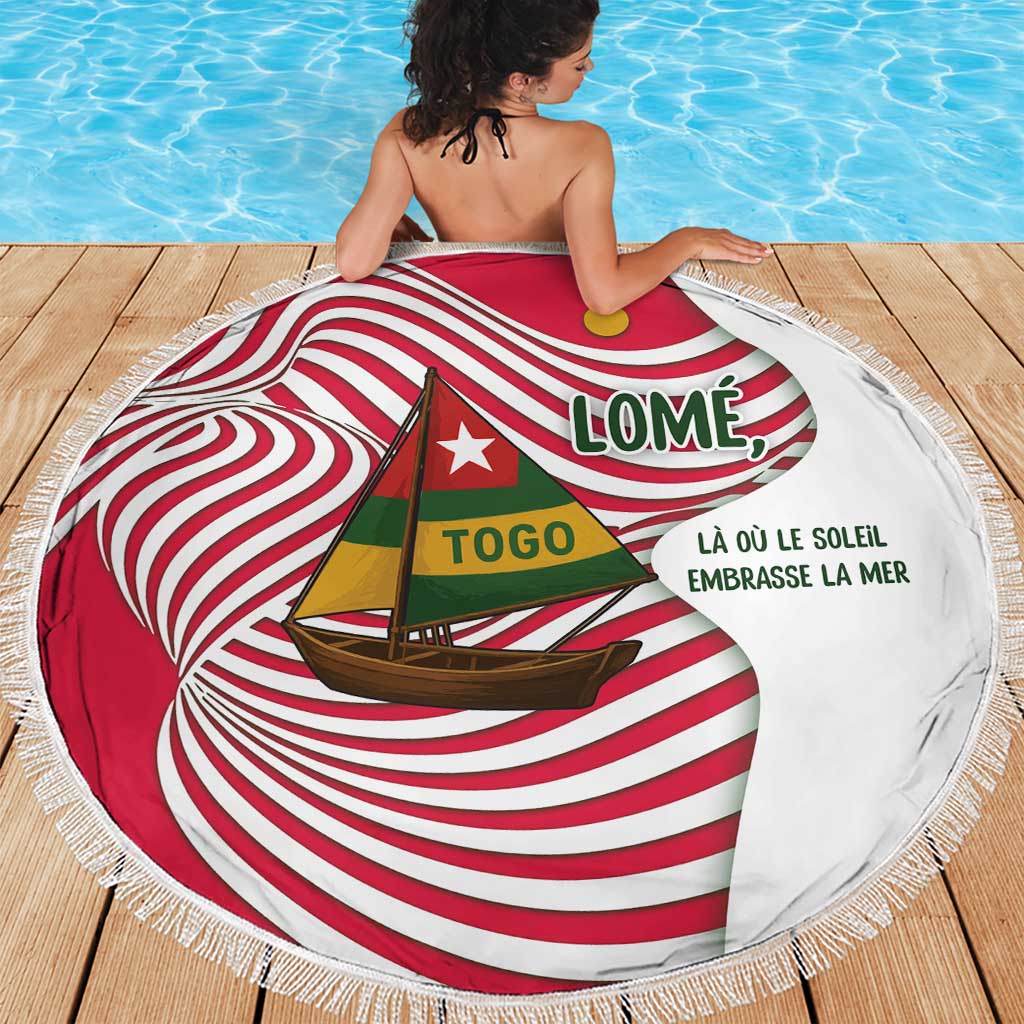 Lome Togo Beach Blanket with Sailboat and Sunset – Where the Sun Kisses the Sea