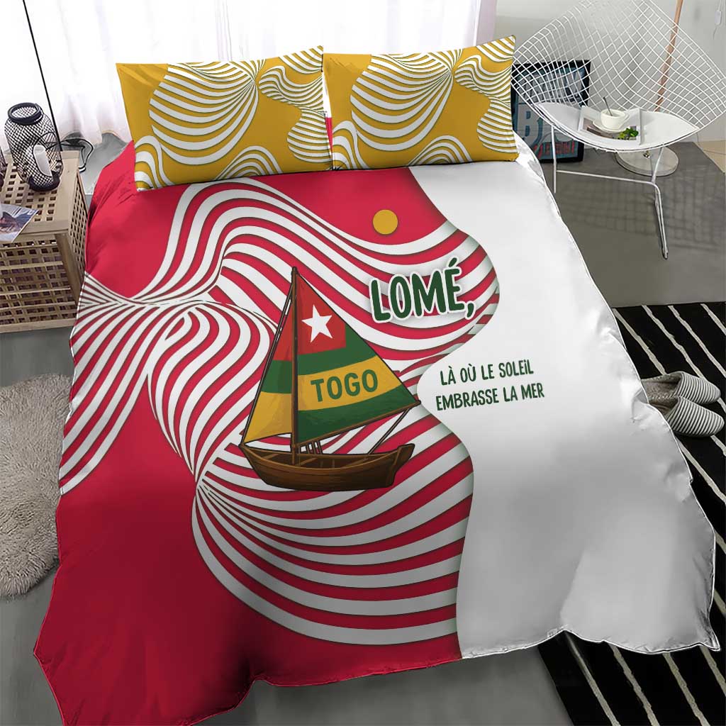 Lome Togo Bedding Set with Sailboat and Sunset – Where the Sun Kisses the Sea