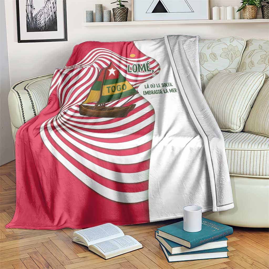 Lome Togo Blanket with Sailboat and Sunset – Where the Sun Kisses the Sea