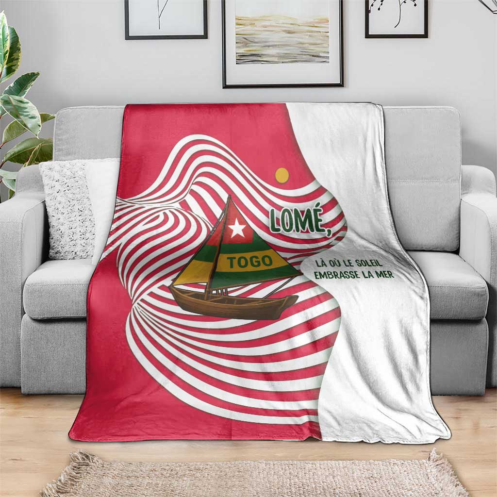 Lome Togo Blanket with Sailboat and Sunset – Where the Sun Kisses the Sea
