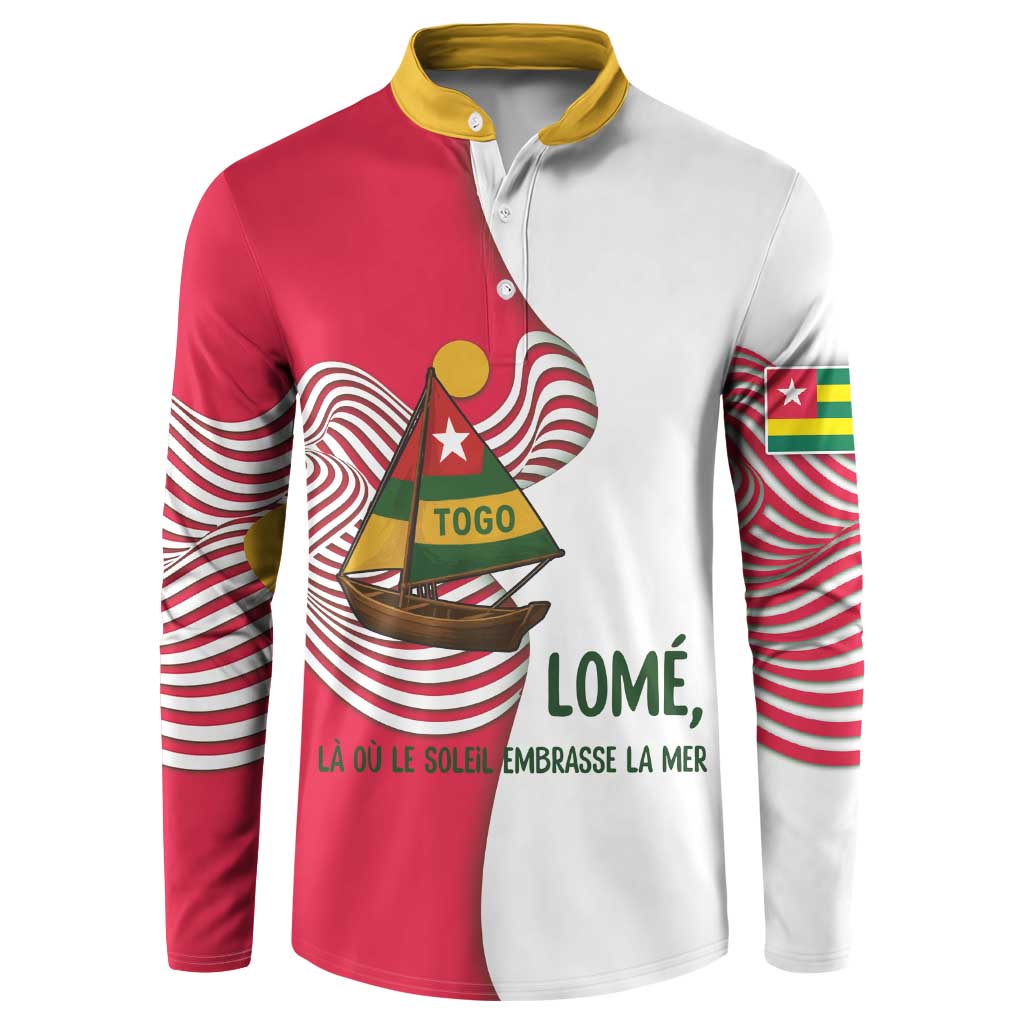 Lome Togo Button Sweatshirt with Sailboat and Sunset – Where the Sun Kisses the Sea
