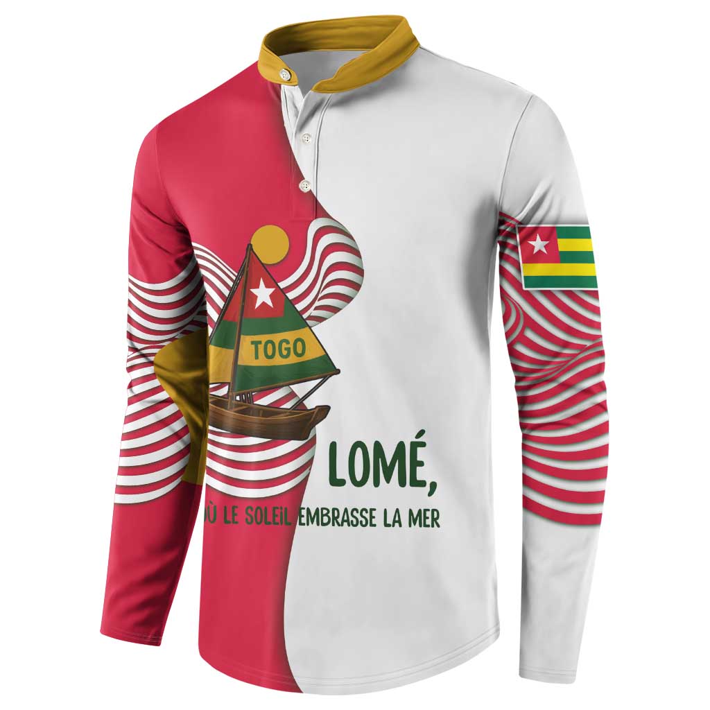Lome Togo Button Sweatshirt with Sailboat and Sunset – Where the Sun Kisses the Sea