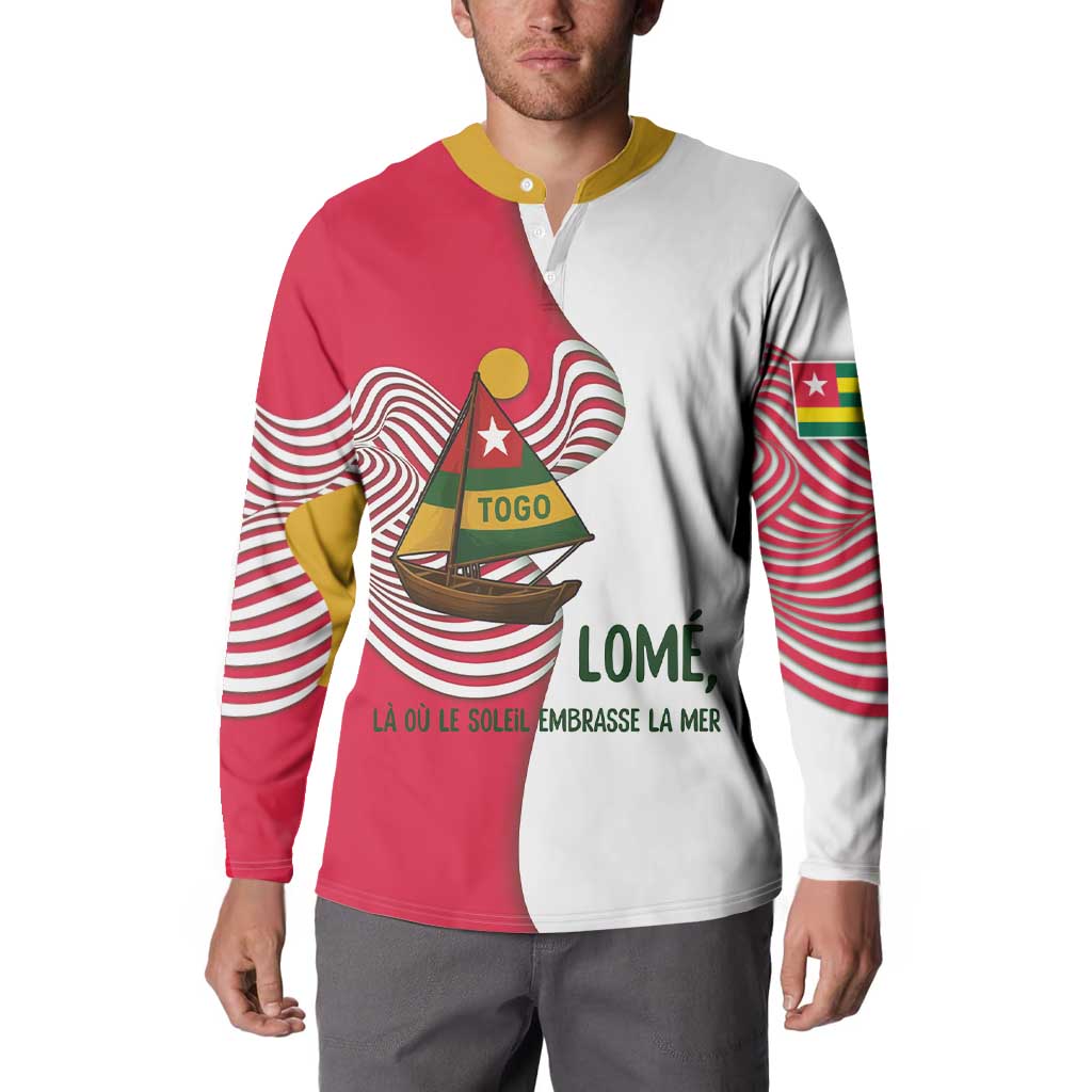 Lome Togo Button Sweatshirt with Sailboat and Sunset – Where the Sun Kisses the Sea