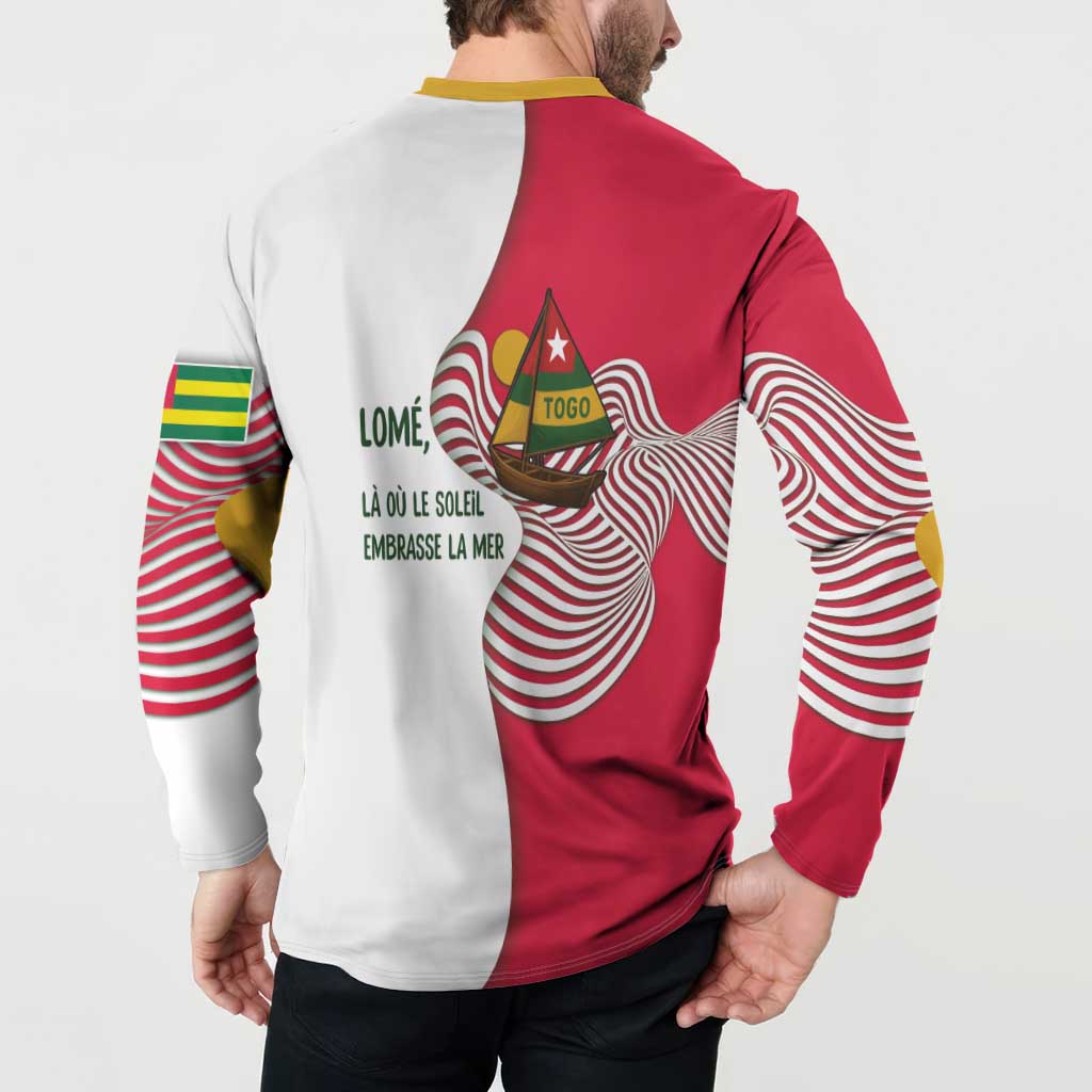 Lome Togo Button Sweatshirt with Sailboat and Sunset – Where the Sun Kisses the Sea