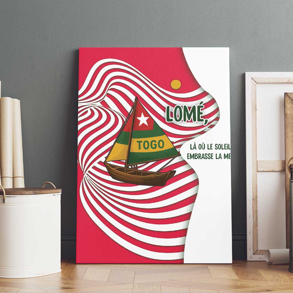 Lome Togo Canvas Wall Art with Sailboat and Sunset – Where the Sun Kisses the Sea