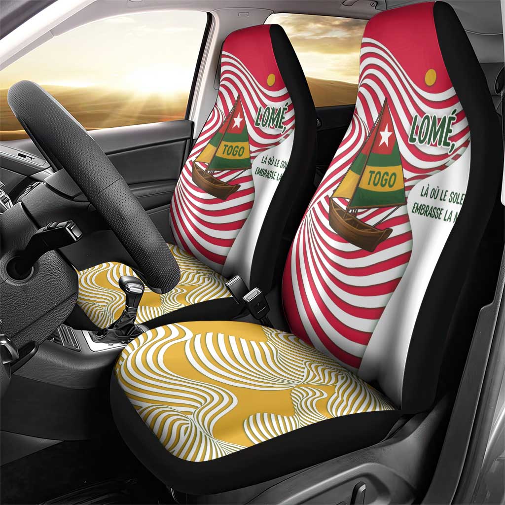 Lome Togo Car Seat Cover with Sailboat and Sunset – Where the Sun Kisses the Sea