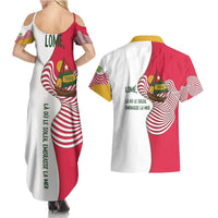 Lome Togo Couples Matching Summer Maxi Dress and Hawaiian Shirt with Sailboat and Sunset – Where the Sun Kisses the Sea