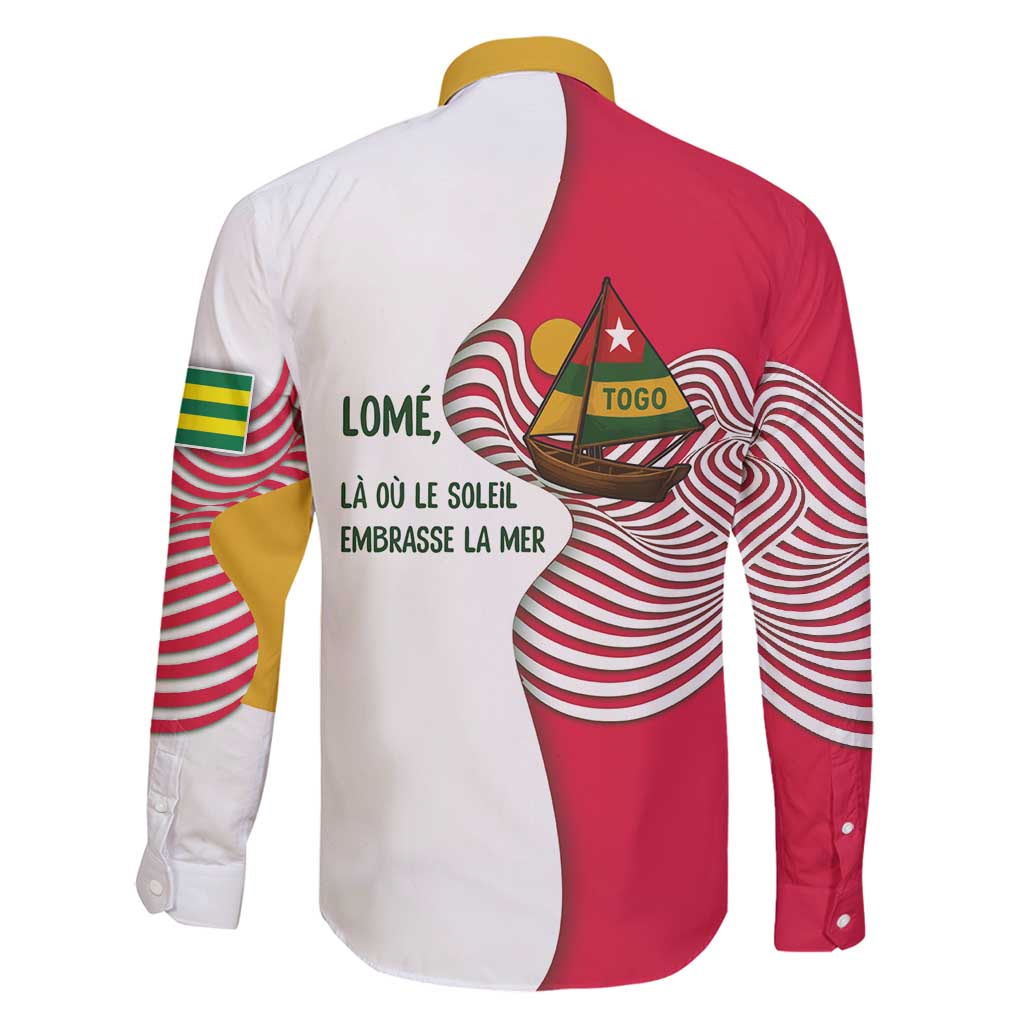 Lome Togo Family Matching Long Sleeve Bodycon Dress and Hawaiian Shirt with Sailboat and Sunset – Where the Sun Kisses the Sea