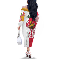 Lome Togo Family Matching Off The Shoulder Long Sleeve Dress and Hawaiian Shirt with Sailboat and Sunset – Where the Sun Kisses the Sea