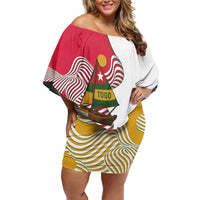 Lome Togo Family Matching Off Shoulder Short Dress and Hawaiian Shirt with Sailboat and Sunset – Where the Sun Kisses the Sea