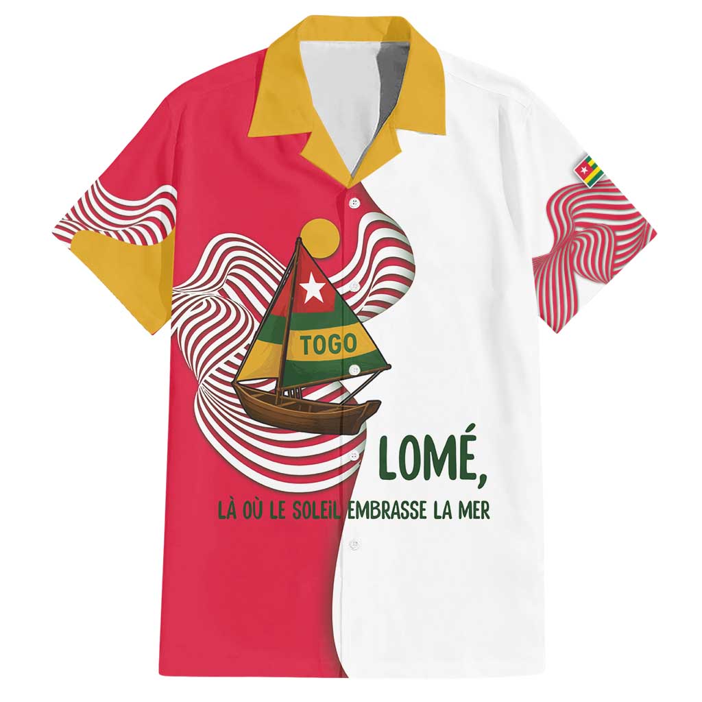 Lome Togo Family Matching Short Sleeve Bodycon Dress and Hawaiian Shirt with Sailboat and Sunset – Where the Sun Kisses the Sea