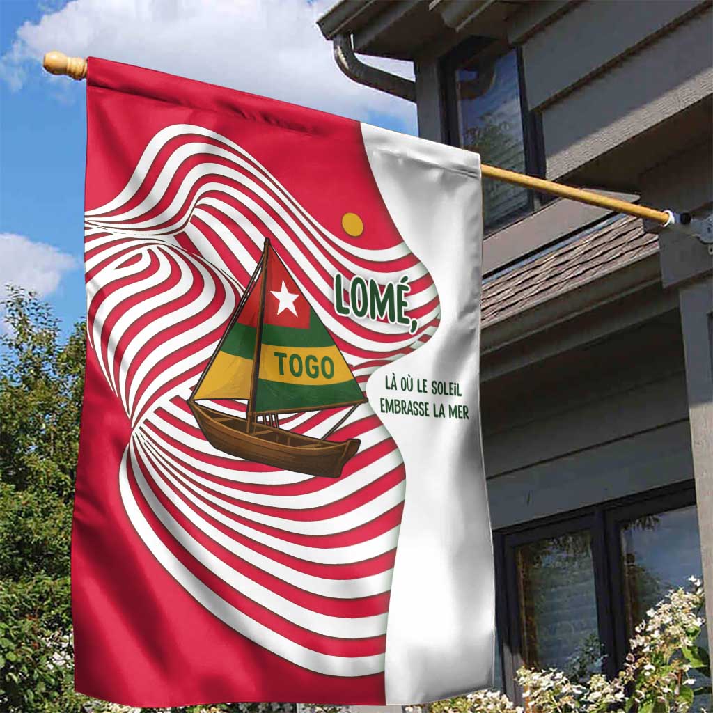 Lome Togo Garden Flag with Sailboat and Sunset – Where the Sun Kisses the Sea