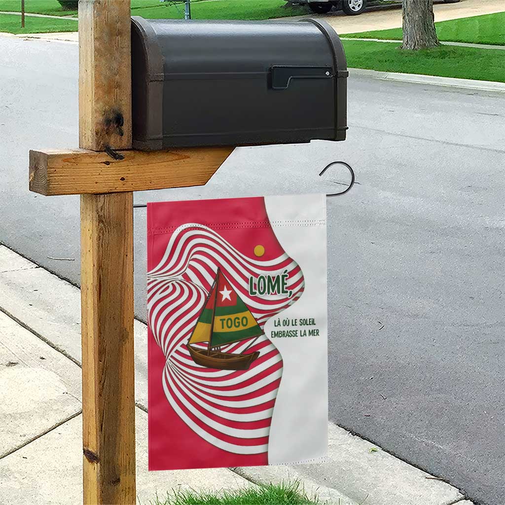Lome Togo Garden Flag with Sailboat and Sunset – Where the Sun Kisses the Sea