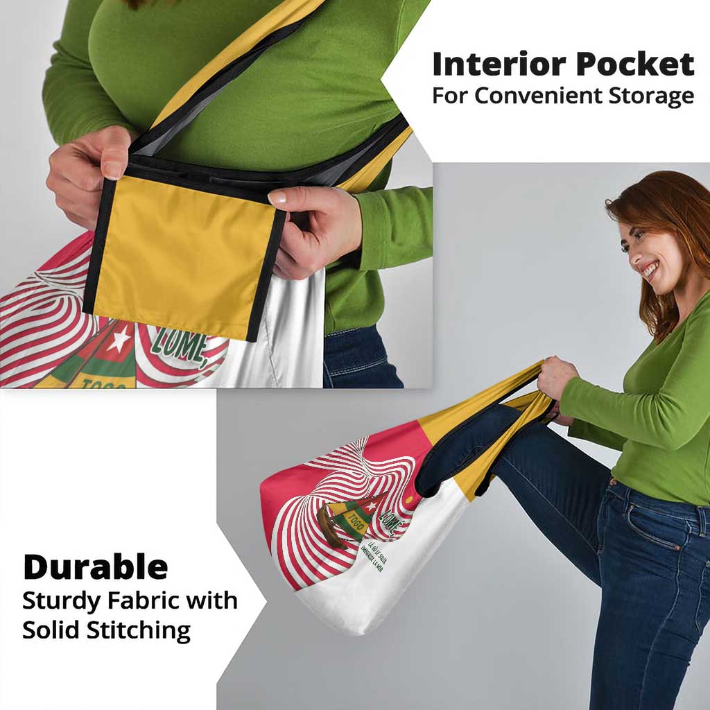 Lome Togo Grocery Bag with Sailboat and Sunset – Where the Sun Kisses the Sea