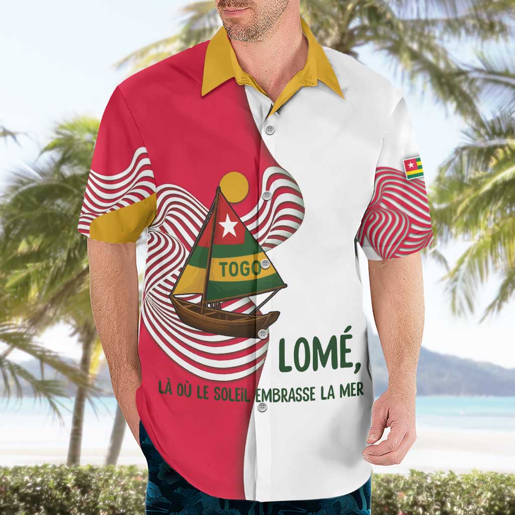 Lome Togo Hawaiian Shirt with Sailboat and Sunset – Where the Sun Kisses the Sea