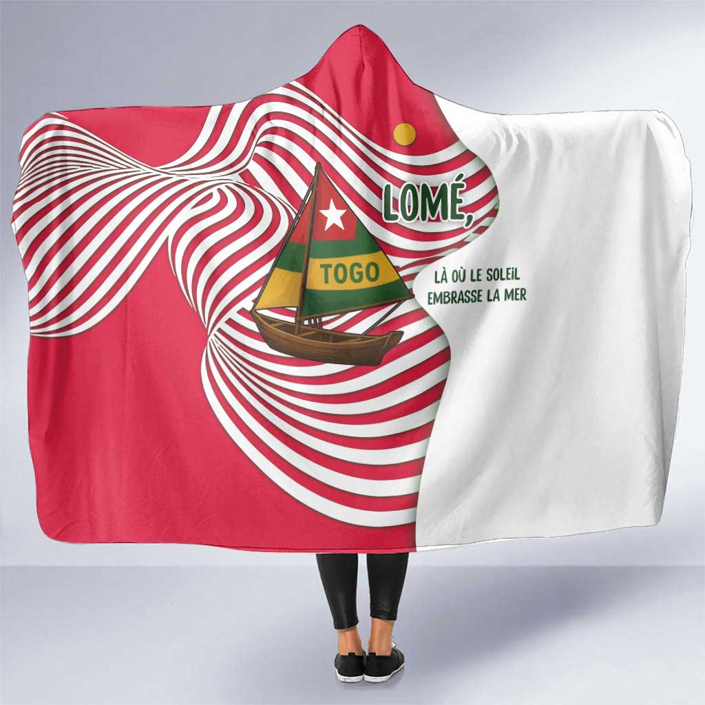 Lome Togo Hooded Blanket with Sailboat and Sunset – Where the Sun Kisses the Sea
