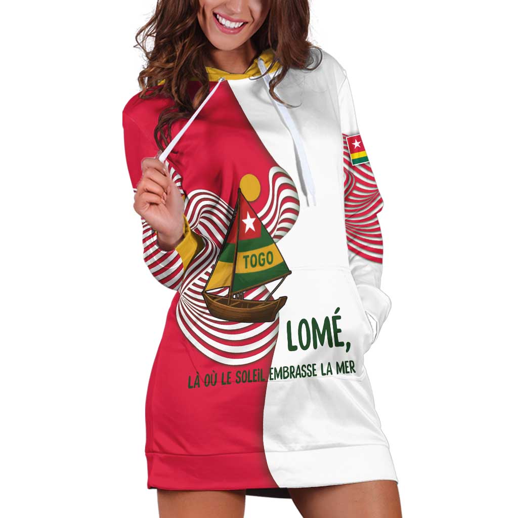 Lome Togo Hoodie Dress with Sailboat and Sunset – Where the Sun Kisses the Sea