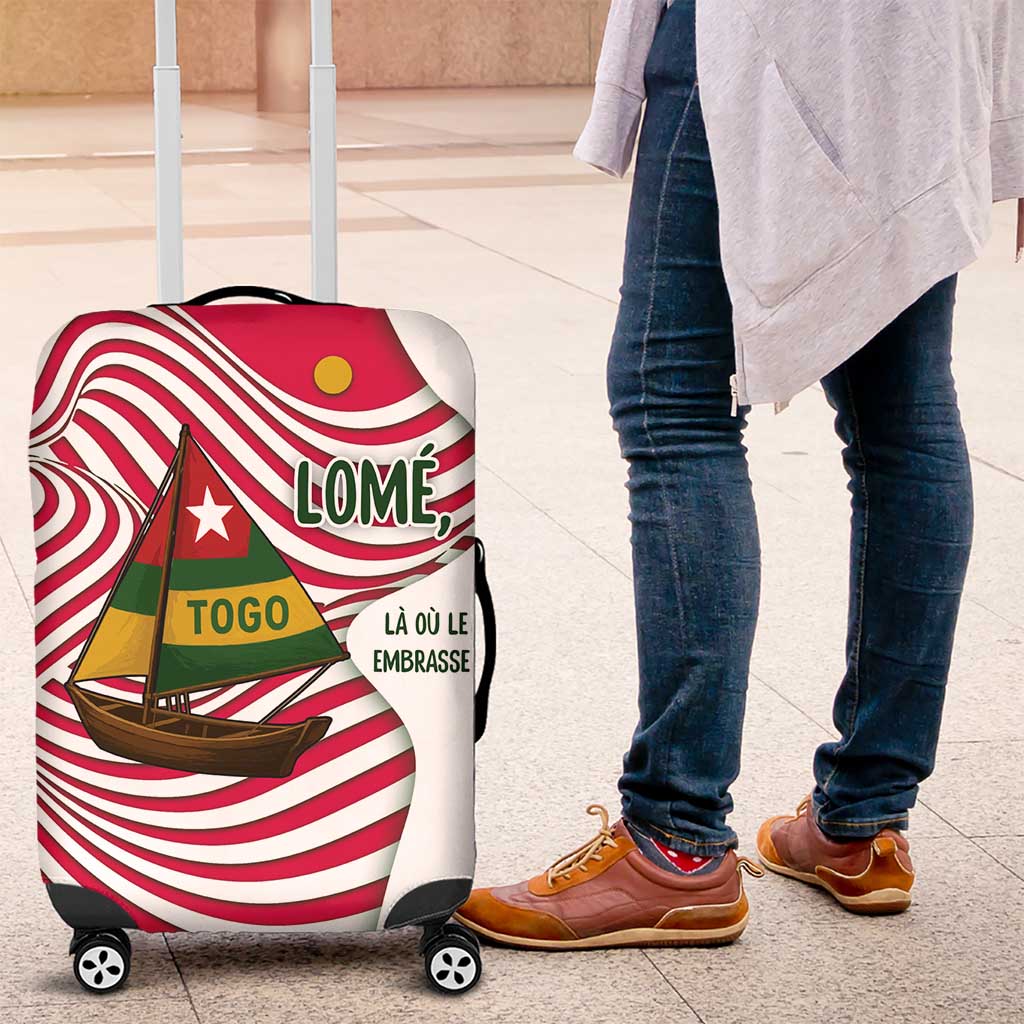 Lome Togo Luggage Cover with Sailboat and Sunset – Where the Sun Kisses the Sea